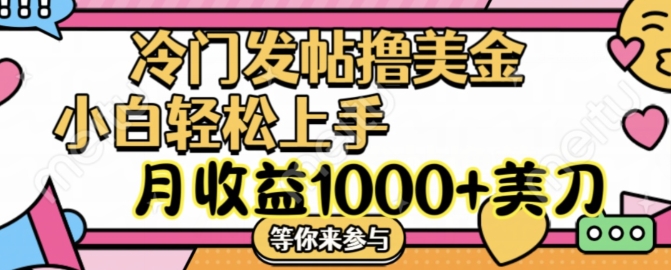 冷门发帖撸美金项目，月收益1000+美金，简单无脑，干就完了【揭秘】-中创网-乐学教程网