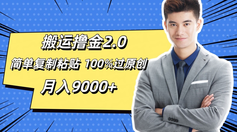 搬运撸金2.0，简单复制粘贴，100%过原创，月入9000+-中创网-乐学教程网